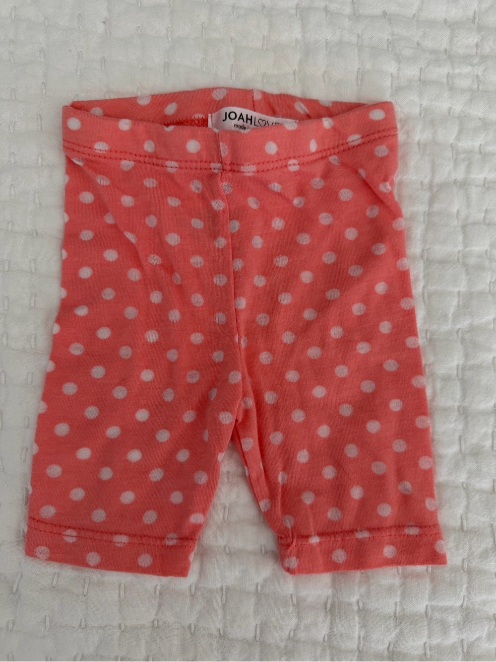 Joah Love, Coral Polka Dot Baby Leggings, Capri, 6M